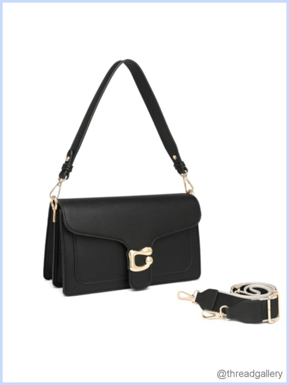 Vegan Leather Crossbody Bag Small Purse 2 Straps Satchel Handbag